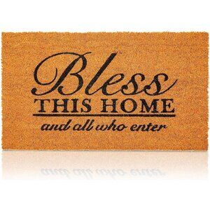 Coco Coir Bless This Home & All Who Enter Door Mat for Front Entrance (17x30 in)